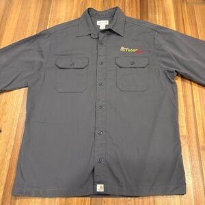Carhartt Gray Work Shirt Sz L | SXmark Outdoor Tour Embroidered | Button Up